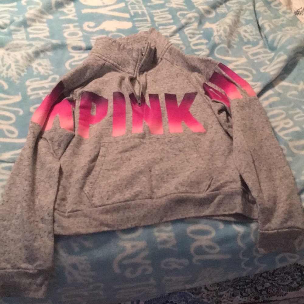 PINK zip up pullover sweatshirt! Worn once!